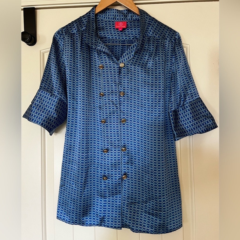 womens Lissa Mar  Geometric silk shirt dress size medium